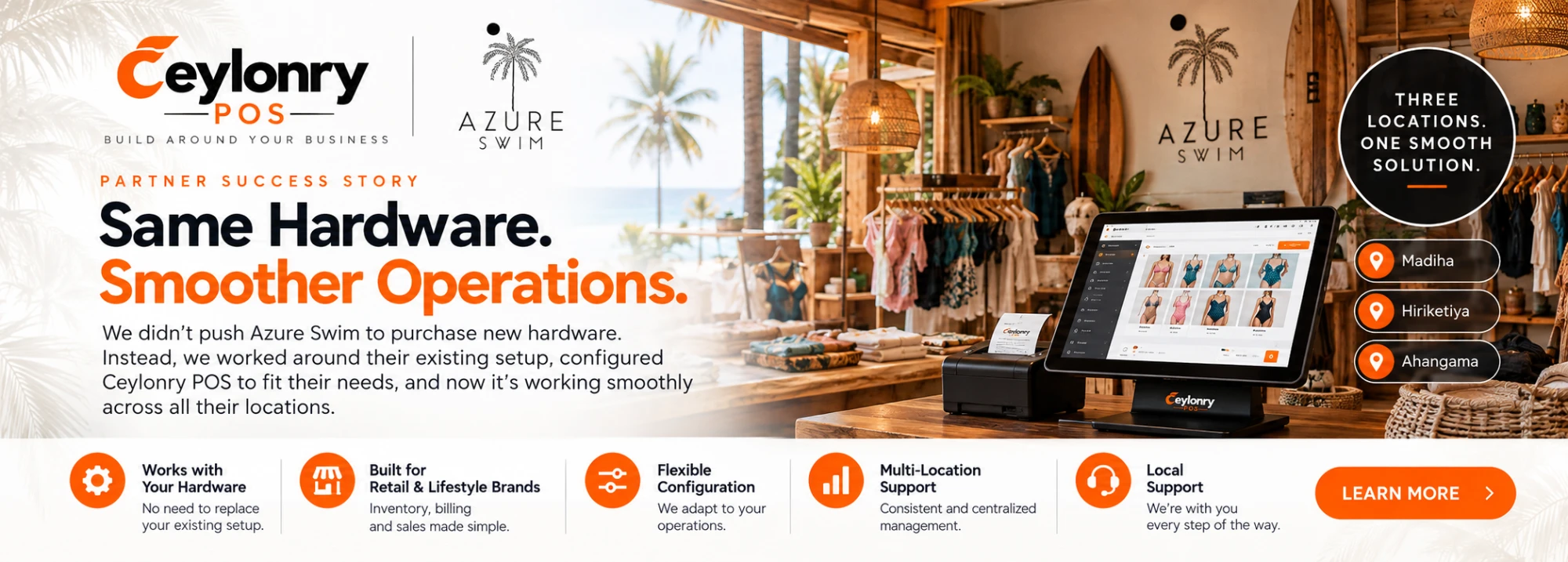 Ceylonry POS running at Azure Swim: same hardware, smoother operations across three locations