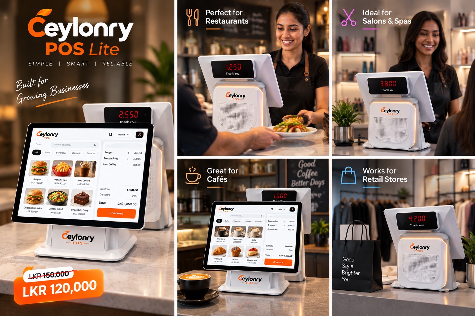 Ceylonry POS Lite used in restaurants, cafés, salons and retail stores
