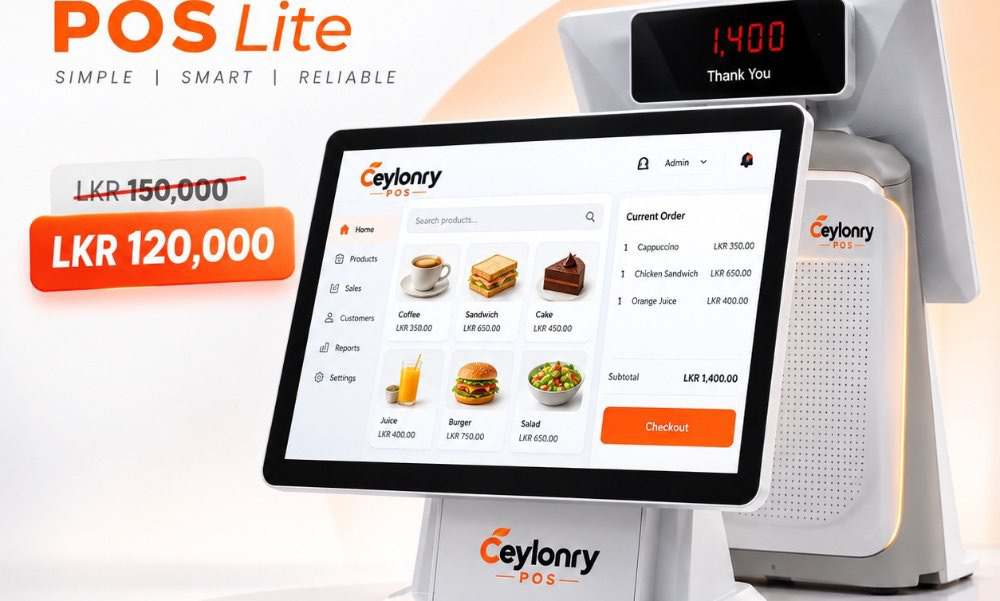 White Ceylonry POS Lite touchscreen terminal
