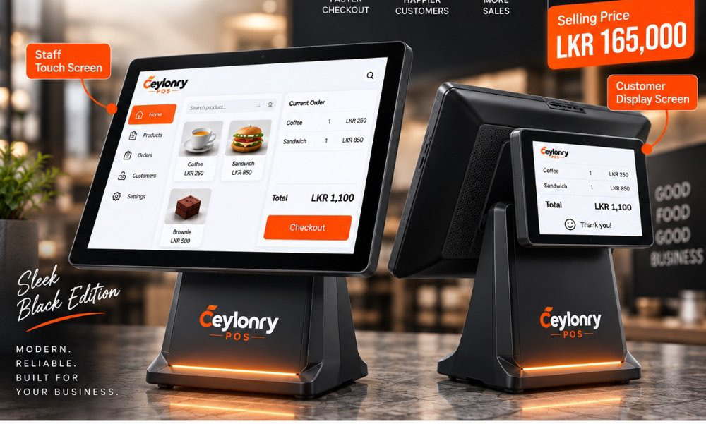 Black Ceylonry POS Pro dual-screen terminal