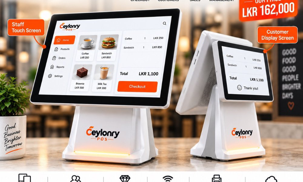 White Ceylonry POS Pro dual-screen terminal